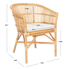 Barrel Chair with Wicker Frame in White