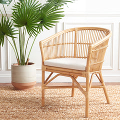 Barrel Chair with Wicker Frame in White