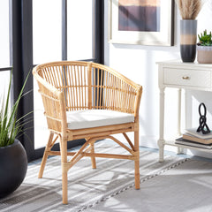Barrel Chair with Wicker Frame in White