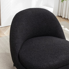 Barrel Chairs, Set of 2, Black Boucle with Black Metal Legs