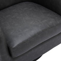 Barrel Chairs, Set of 2, Black Faux Leather