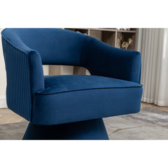 Barrel Chairs, Set of 2, Blue Velvet with Metal Legs