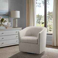 Barrel Chairs, Set of 2, Natural Multi Polyester with Black Metal Legs