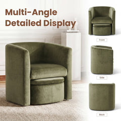 Barrel Chairs with Ottoman, Set of 2, Green