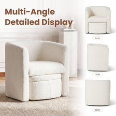 Barrel Living Room Chair with Ottoman in Cream