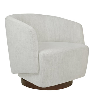 Barrel Swivel Accent Chair, Black Performance Fabric, Espresso Wood Legs