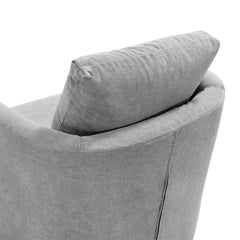Barrel Swivel Accent Chair, Light Gray Chenille with Black Metal Legs