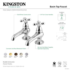 Basin Tap Faucet, Heirloom, Two-Handle Deck Mount in Polished Nickel