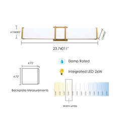 Bath Sconce, 1 Light, Brushed Gold Metal with White Acrylic Shade
