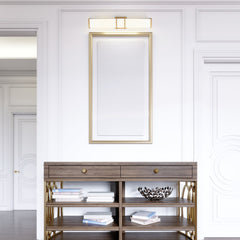 Bath Sconce, 1 Light, Brushed Gold Metal with White Acrylic Shade