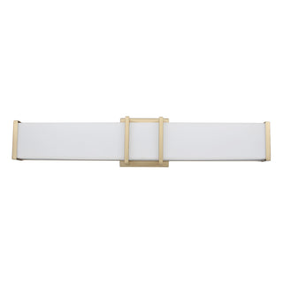 Bath Sconce, 1 Light, Brushed Gold Metal with White Acrylic Shade