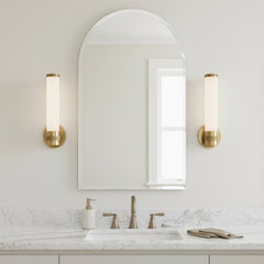Bath Sconce, 1-Light, Etched Glass Shade with Champagne Bronze Finish