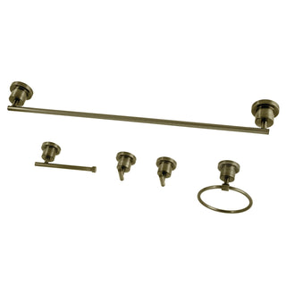 Bathroom Accessory Set, Concord, 5-Piece with 24 Inch Towel Bar in Antique Brass