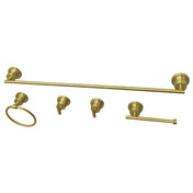 Bathroom Accessory Set, Concord, 5-Piece with 24-Inch Towel Bar in Brushed Brass