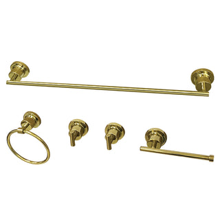 Bathroom Accessory Set, Concord, 5-Piece with 24-Inch Towel Bar in Polished Brass
