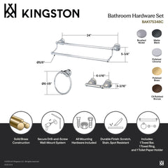 Bathroom Accessory Set, Heritage, 3-Piece with 24-Inch Dual Towel Bar in Oil Rubbed Bronze