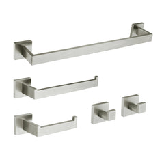 Bathroom Accessory Set, Lasdun, 5-Piece with 18 In Towel Bar in Brushed Nickel