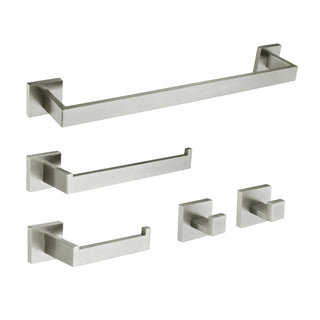 Bathroom Accessory Set, Lasdun, 5-Piece with 18 In Towel Bar in Brushed Nickel