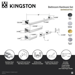 Bathroom Accessory Set, Lasdun, 5-Piece with 18 In Towel Bar in Brushed Nickel