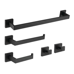 Bathroom Accessory Set, Lasdun, 5-Piece with 18-Inch Towel Bar in Matte Black