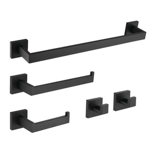 Bathroom Accessory Set, Lasdun, 5-Piece with 18-Inch Towel Bar in Matte Black