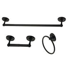 Bathroom Accessory Set, Victorian, 3-Piece with 18-Inch Towel Bar in Matte Black