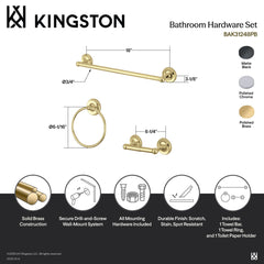 Bathroom Accessory Set, Victorian, 3-Piece with 18-Inch Towel Bar in Matte Black