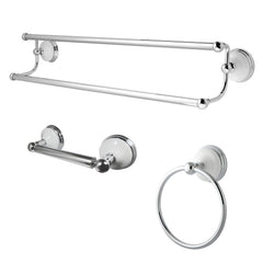 Bathroom Accessory Set, Victorian, 3-Piece with 24-Inch Dual Towel Bar in Polished Chrome