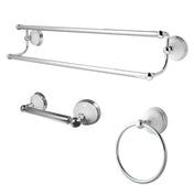 Bathroom Accessory Set, Victorian, 3-Piece with 24-Inch Dual Towel Bar in Polished Chrome