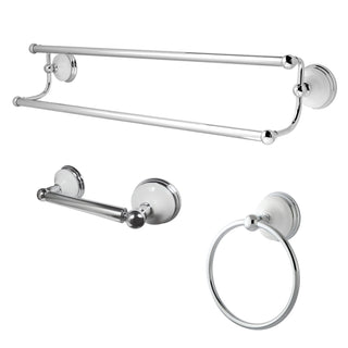 Bathroom Accessory Set, Victorian, 3-Piece with 24-Inch Dual Towel Bar in Polished Chrome
