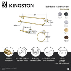 Bathroom Accessory Set, Victorian, 3-Piece with 24-Inch Dual Towel Bar in Polished Chrome