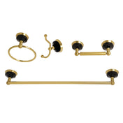 Bathroom Accessory Set, Water Onyx, 4-Piece with 18-Inch Towel Bar in Brushed Brass