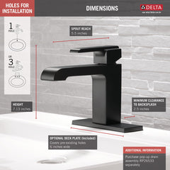 Bathroom Faucet, Ara, Single-Handle, Brass, Matte Black