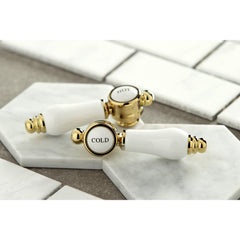 Bathroom Faucet, Bel-Air, 4-Inch Centerset with Double Handles in Polished Brass