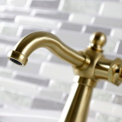 Bathroom Faucet, Belknap, One-Handle with Push Pop-Up Drain in Brushed Brass