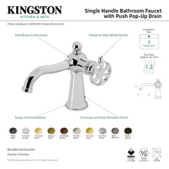 Bathroom Faucet, Belknap, One-Handle with Push Pop-Up Drain in Brushed Brass