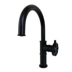 Bathroom Faucet, Belknap, One-Handle with Push Pop-Up Drain in Matte Black