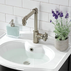 Bathroom Faucet, Belknap, Single Handle with Push Pop-Up Drain in Brushed Nickel
