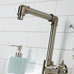 Bathroom Faucet, Belknap, Single Handle with Push Pop-Up Drain in Brushed Nickel