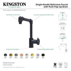 Bathroom Faucet, Belknap, Single Handle with Push Pop-Up Drain in Brushed Nickel