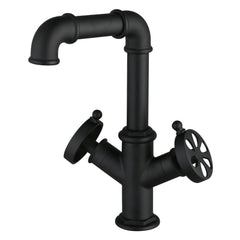 Bathroom Faucet, Belknap, Two-Handle 1-Hole with Push Pop-Up Drain in Matte Black