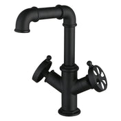 Bathroom Faucet, Belknap, Two-Handle 1-Hole with Push Pop-Up Drain in Matte Black