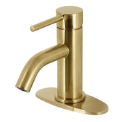 Bathroom Faucet, Concord, Single Handle with Push Pop-Up Drain in Brushed Brass
