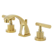 Bathroom Faucet, Convergent, Deck Mount, Widespread, Knurled Handle, Polished Brass