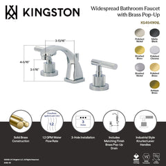 Bathroom Faucet, Convergent, Deck Mount, Widespread, Knurled Handle, Polished Brass