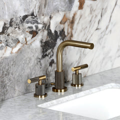 Bathroom Faucet, Convergent, Two-Handle, Widespread, Antique Brass