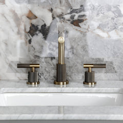 Bathroom Faucet, Convergent, Two-Handle, Widespread, Antique Brass