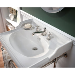 Bathroom Faucet, Edwardian, Widespread, Low Arc, Solid Brass, Polished Nickel