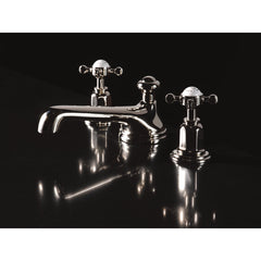Bathroom Faucet, Edwardian, Widespread, Low Arc, Solid Brass, Polished Nickel