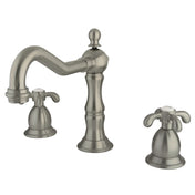 Bathroom Faucet, French Country, Two-Handle, Widespread, Brass, Brushed Nickel